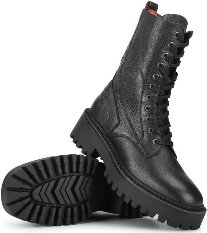 Haboob GRIMAUD leren veterboots zwart