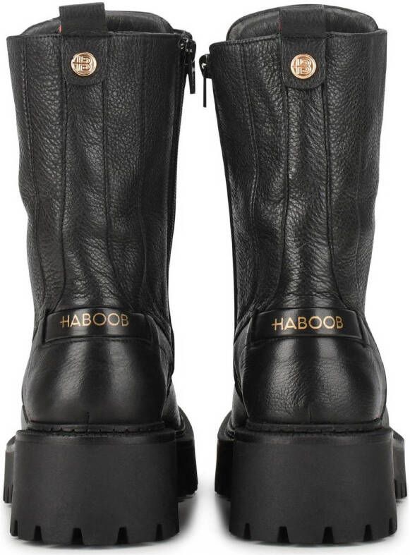 Haboob GRIMAUD leren veterboots zwart