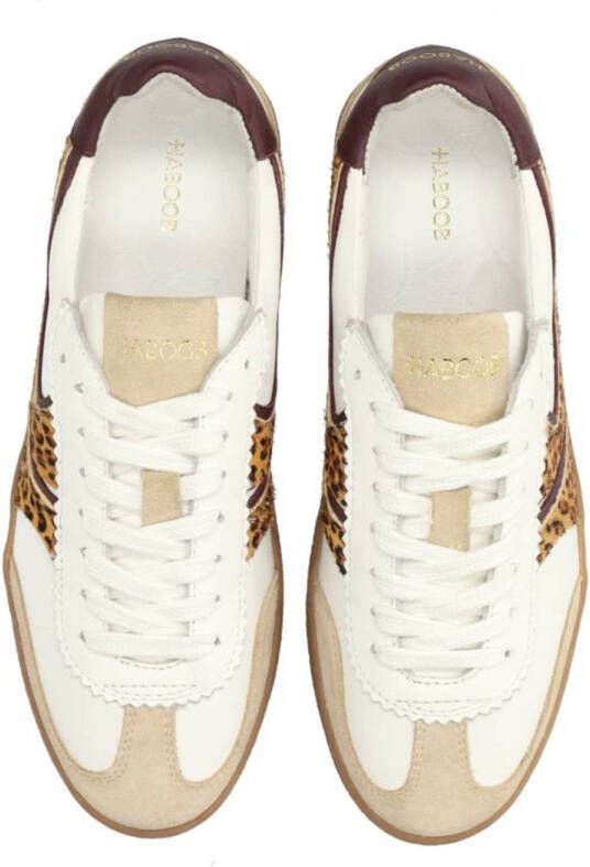 Haboob Polaro leren sneakers wit panter