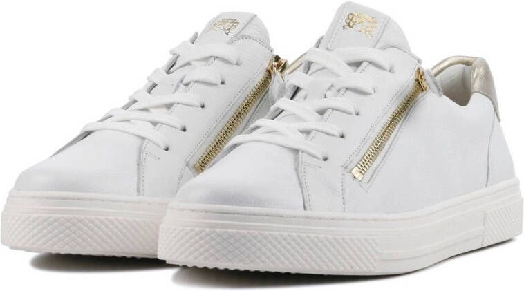 Hassia 301238 comfort leren sneakers wit goud