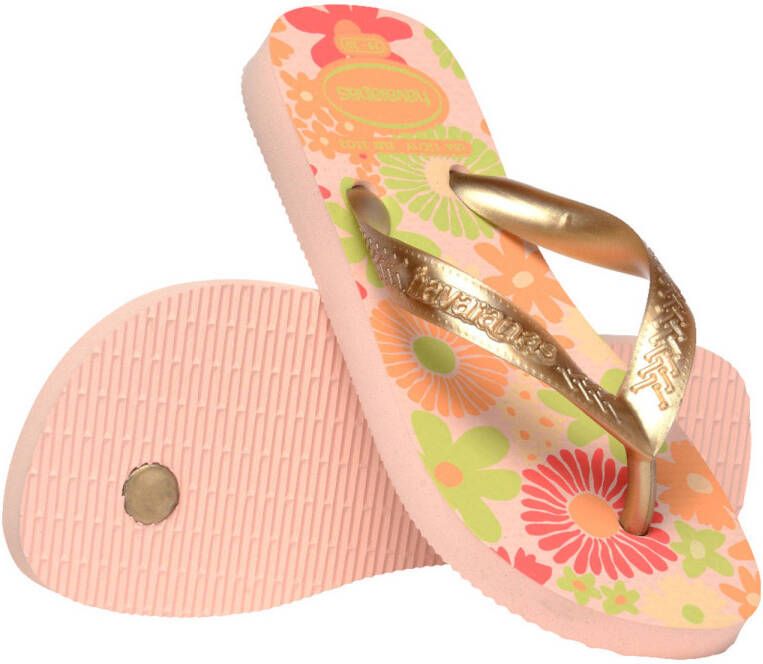 Havaianas Kids Flores teenslippers goud roze