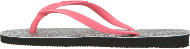 Havaianas Slim Animals teenslippers met panterprint roze grijs