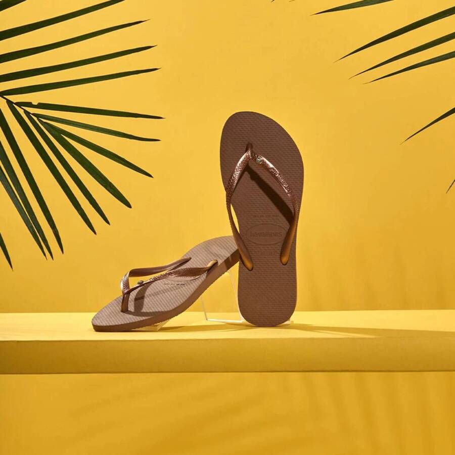 Havaianas Slim Crystal Sw II teenslippers met siersteen roségoud