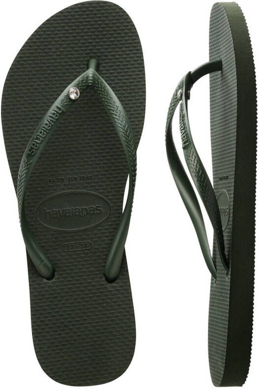 Havaianas Slim Crystal Sw II teenslippers olijfgroen