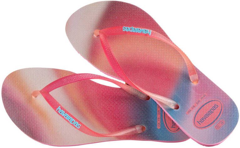 Havaianas Slim metallic rainbow teenslippers roze blauw