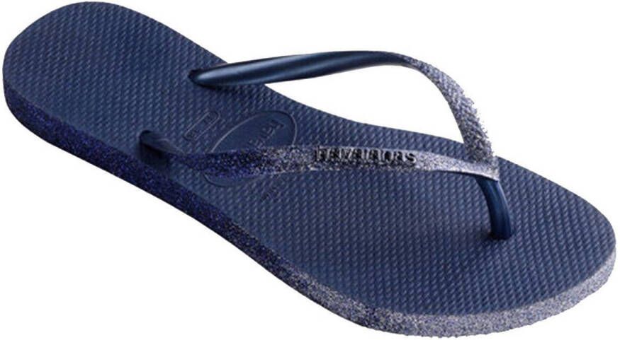 Havaianas Slim Sparkle II teenslippers met glitters donkerblauw