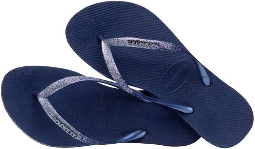 Havaianas Slim Sparkle II teenslippers met glitters donkerblauw