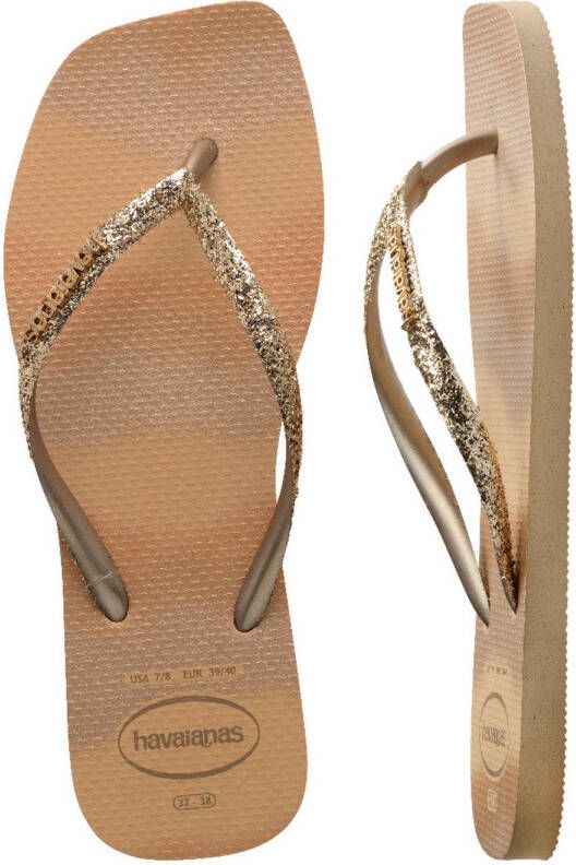 Havaianas Slim Square Glitter Party teenslippers goud