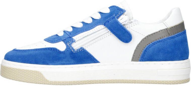 Hip leren sneakers blauw wit