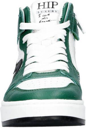 Hip leren sneakers groen wit