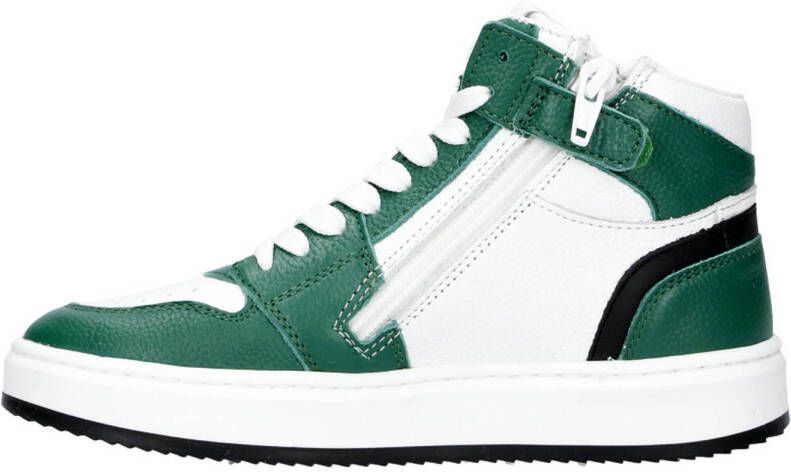 Hip leren sneakers groen wit