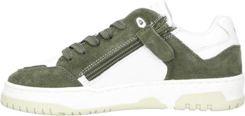 Hip leren sneakers groen wit