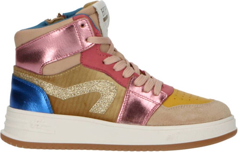 Hip leren sneakers roze multi