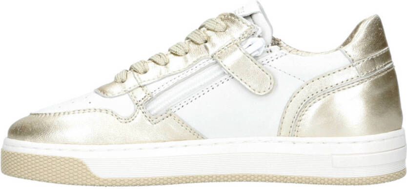 Hip leren sneakers wit goud