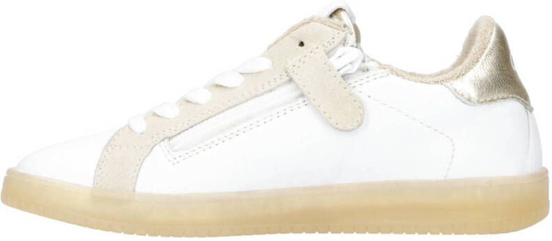 Hip leren sneakers wit goud