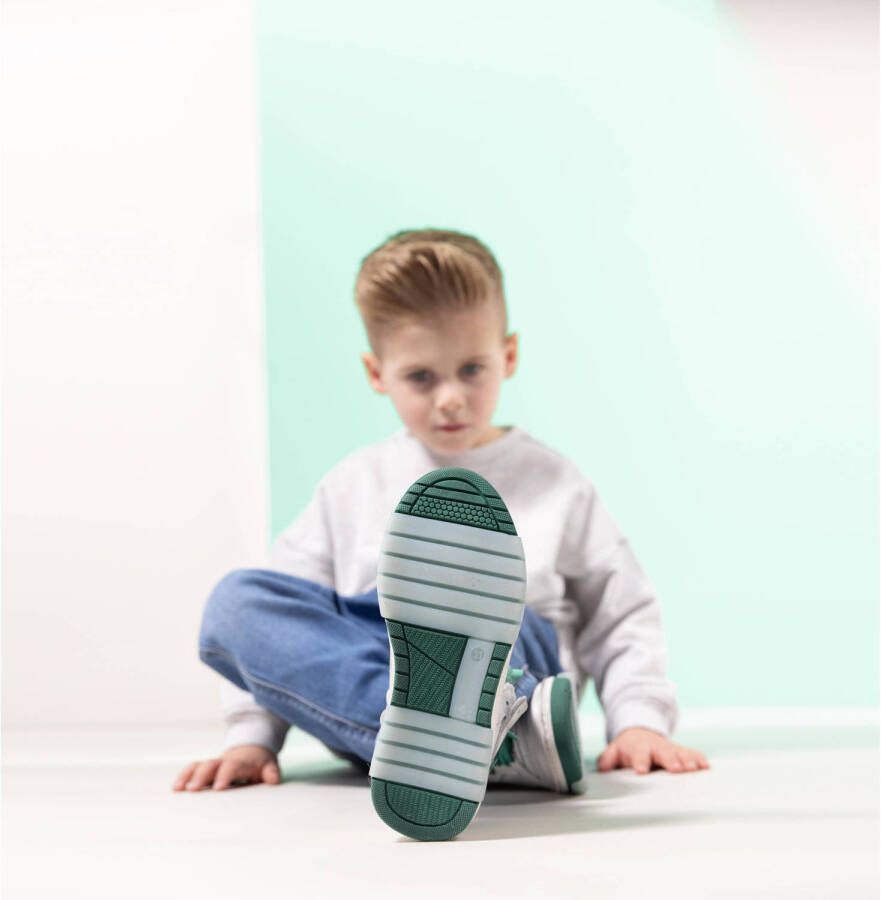 Hip leren sneakers wit groen