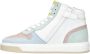 Hip leren sneakers wit roze blauw - Thumbnail 3