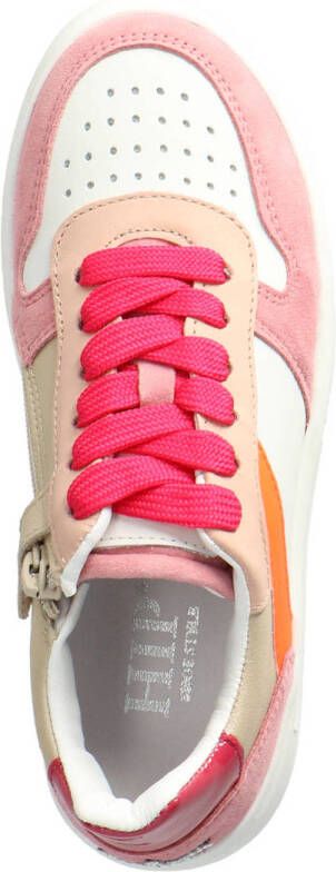 Hip leren sneakers wit roze oranje