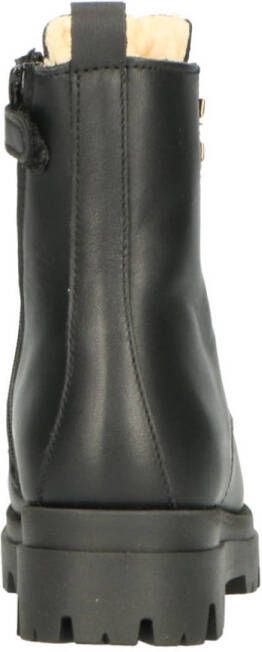 Hip leren veterboots zwart