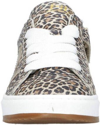 Hip suède sneakers met panterprint beige