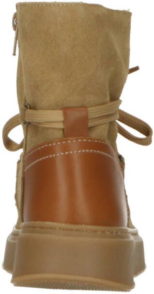 Hip suede veterboots beige