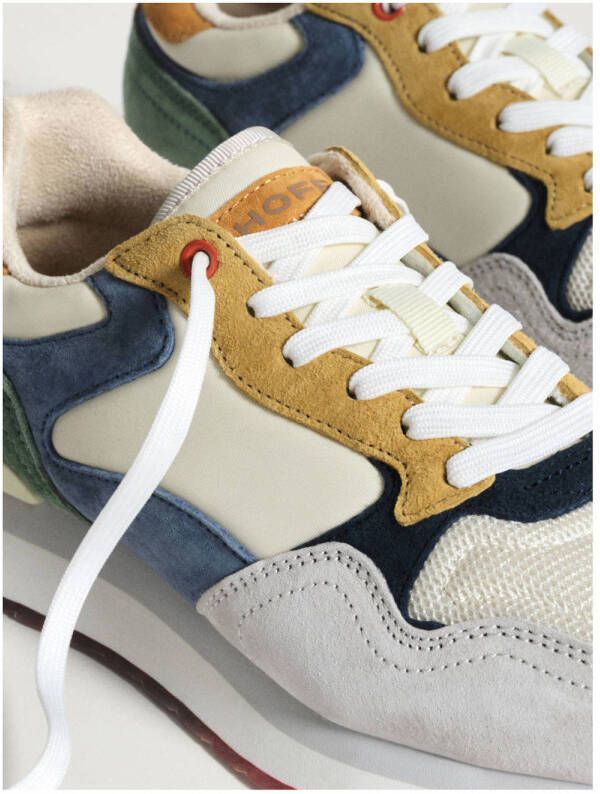 HOFF City sneakers suède ecru blauw groen geel