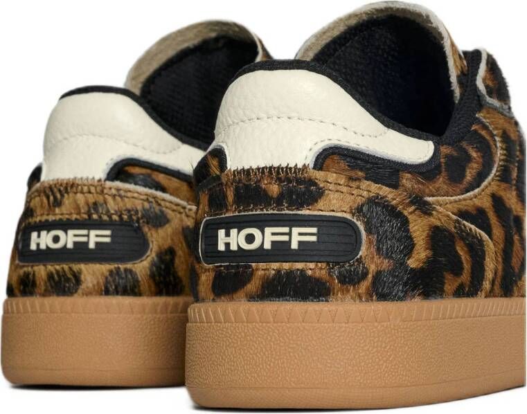 HOFF leren sneakers met ponyhair en panterprint cognac zwart