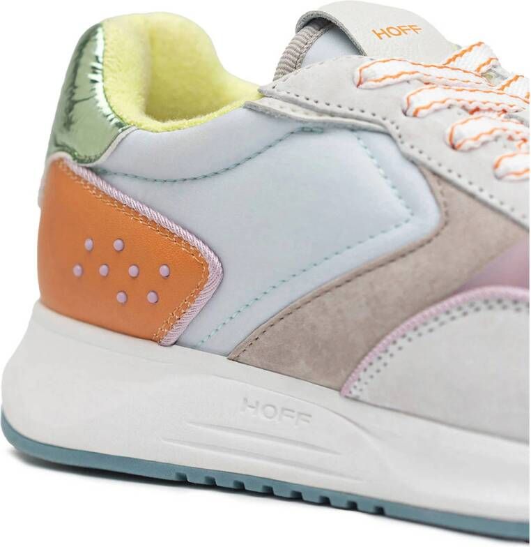 HOFF suède sneakers lichtblauw geel oranje