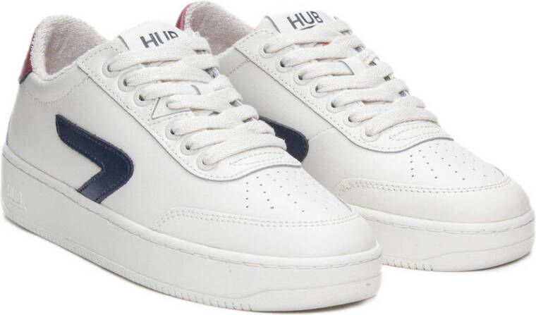 HUB Baseline leren sneakers wit donkerblauw