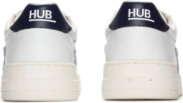 HUB Court leren sneakers wit blauw
