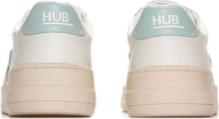 HUB Court leren sneakers wit zalm