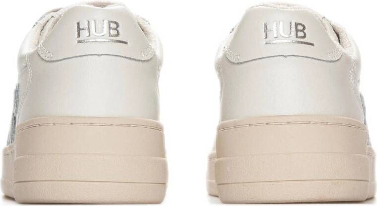 HUB Court leren sneakers wit zilver