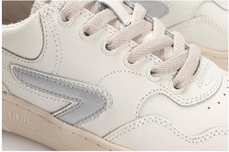 HUB Court leren sneakers wit zilver