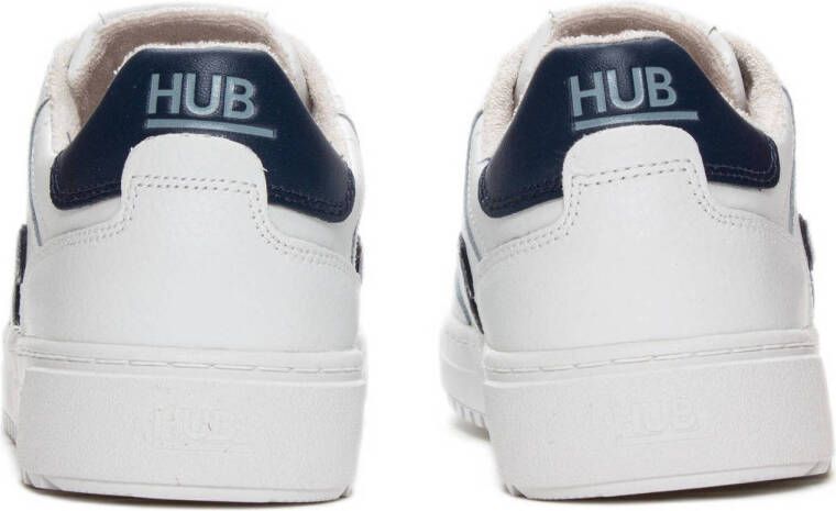 HUB Duke leren sneakers wit donkerblauw