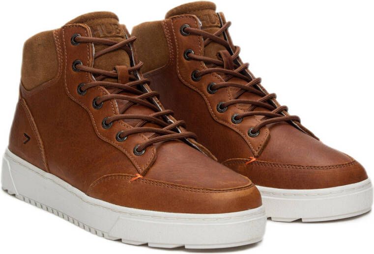 HUB Dundee leren sneakers cognac