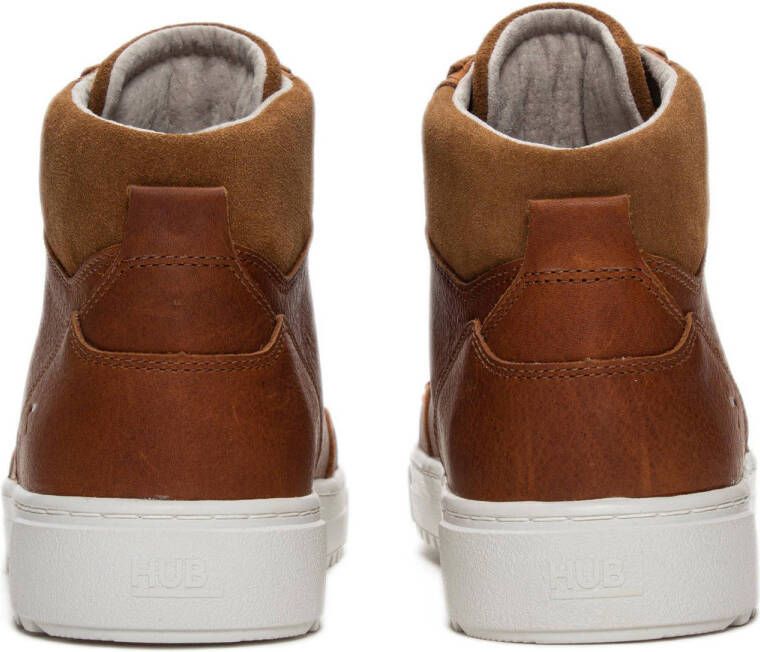 HUB Dundee leren sneakers cognac