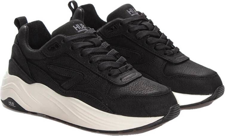 HUB Gilde- W N42 leren sneakers zwart wit