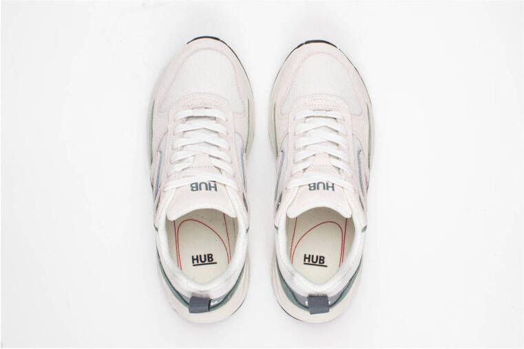 HUB Glide chunky suède sneakers ecru groen