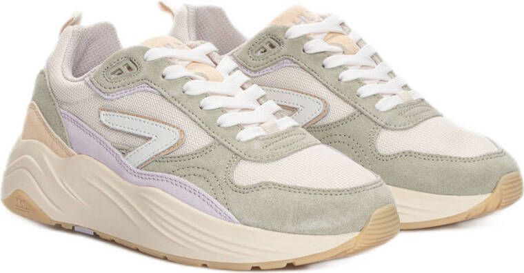 HUB Glide chunky suède sneakers lichtgroen beige lila