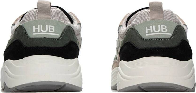 HUB Glide S43 suède sneakers grijsgroen beige