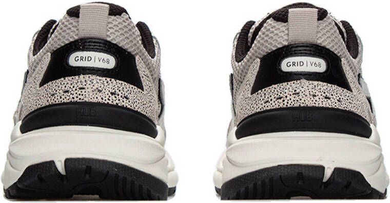 HUB Grid S48 suède sneakers ecru zwart