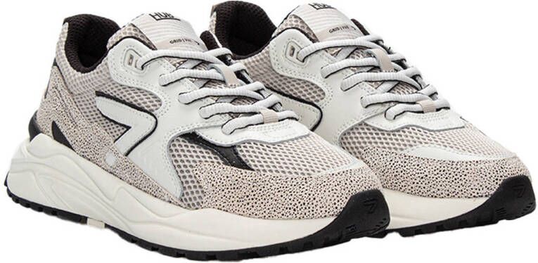 HUB Grid S48 suède sneakers ecru zwart