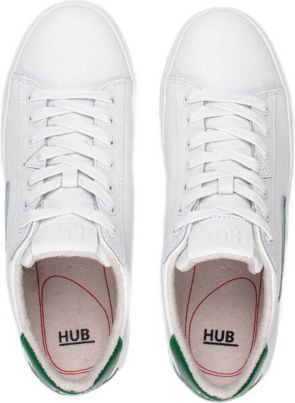 HUB Hook leren sneakers wit groen