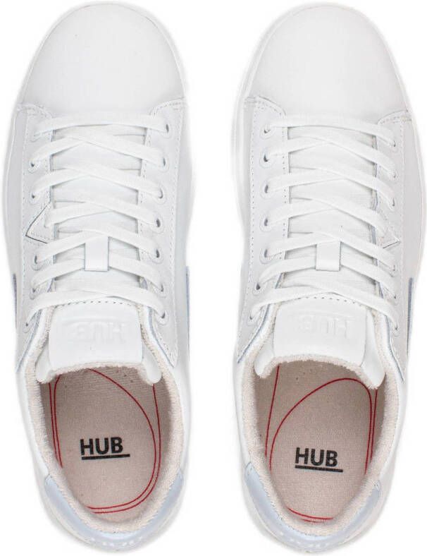 HUB Hook leren sneakers wit lichtblauw