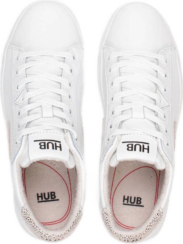 HUB Hook leren sneakers wit lichtroze