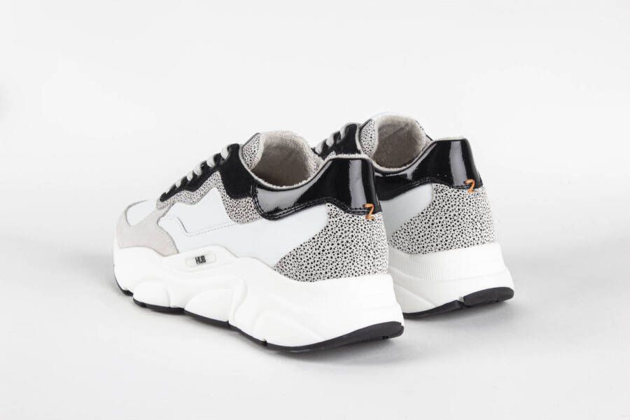 HUB Rock leren chunky sneakers wit zwart