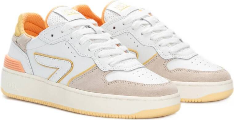HUB Smash leren sneakers wit roze