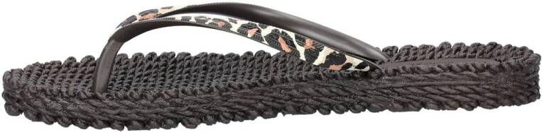 Ilse Jacobsen Cheerful teenslippers met panterprint zwart beige