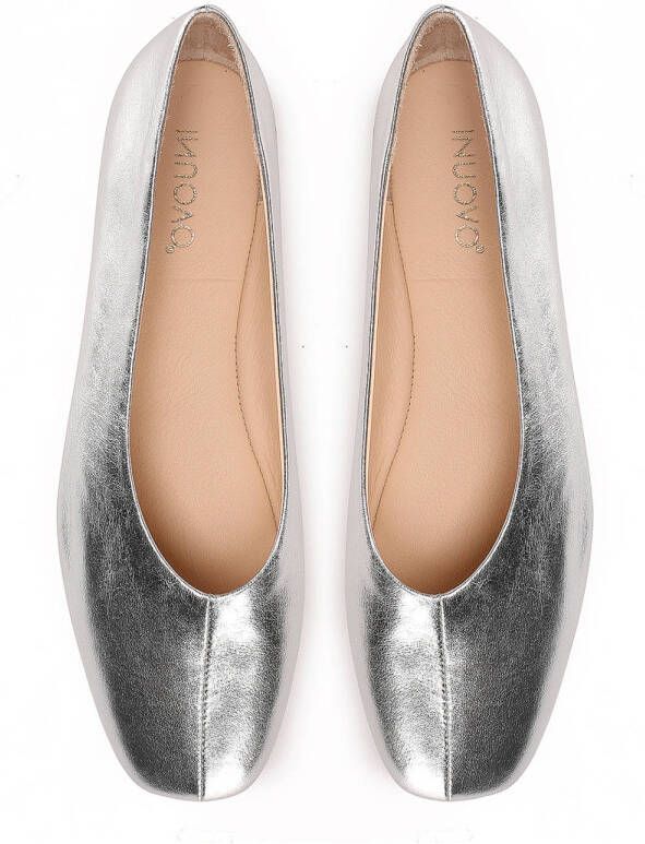 Inuovo leren ballerina's zilver