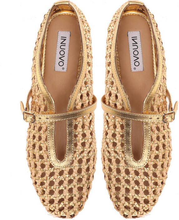 Inuovo raffia ballerina's beige